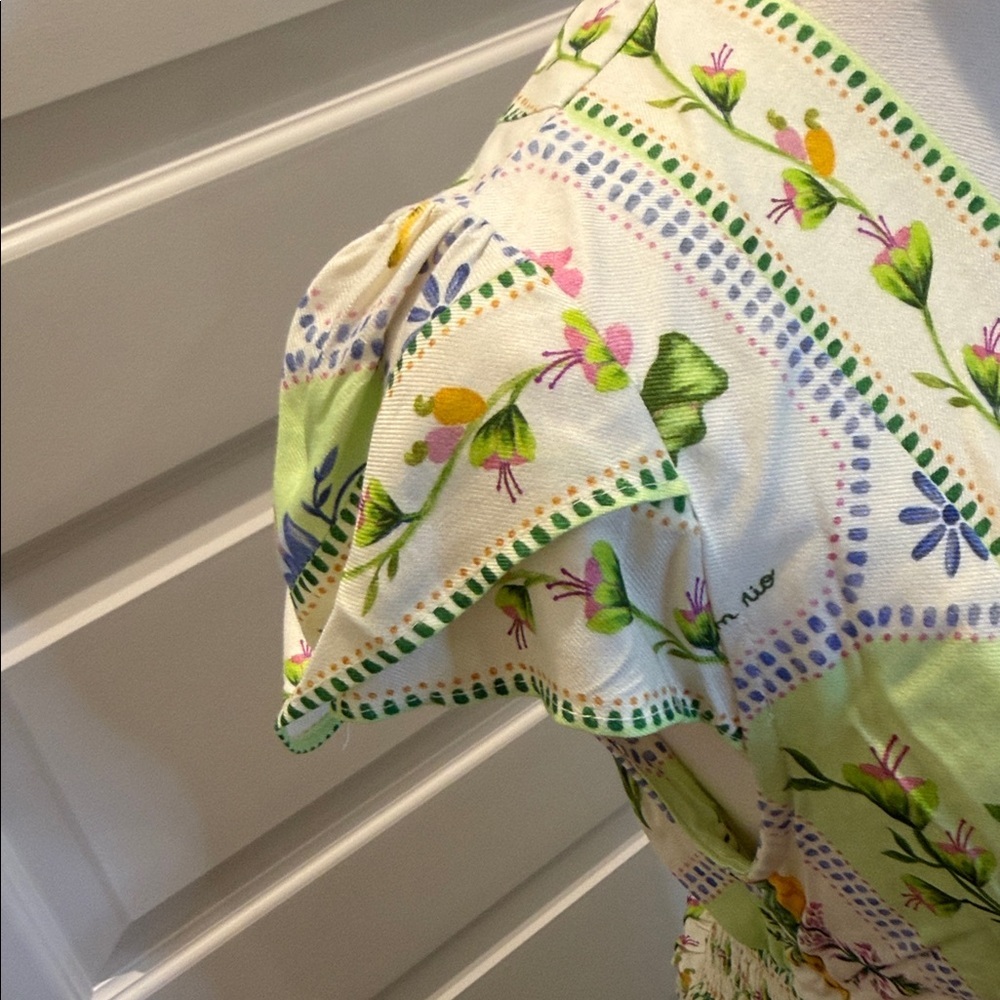 FARM Rio Floral Porcelain Green Long Dress Size S - Picture 7 of 11
